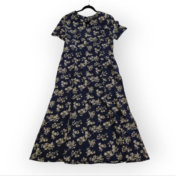 Chaus 100% Silk Blue A-line Midi Dress with Short Sleeves for Casual Wear 12 - Picture 3 of 7